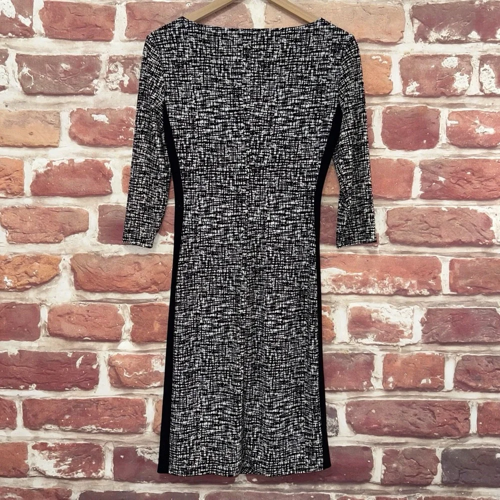 Ralph Lauren Dress Women's 4 Black White Plaid Abstract Ruched Casual Career - Picture 2 of 8